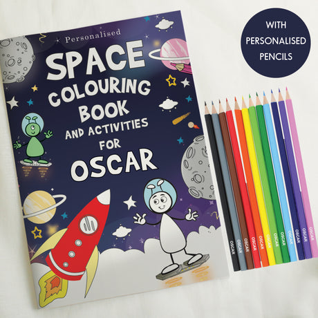 Personalised Space Colouring Book with Pencil Crayons - Books at Gift Moments