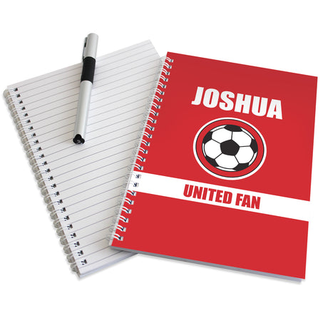 Personalised Red Football Fan A5 Notebook - Notebooks at Gift Moments