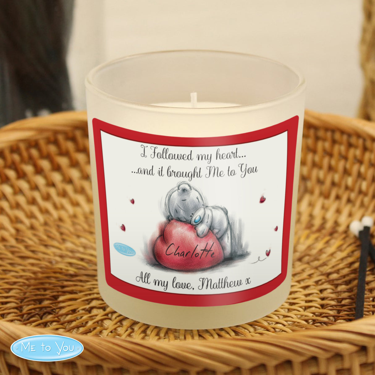 Personalised Me To You Heart Scented Jar Candle - Candles at Gift Moments