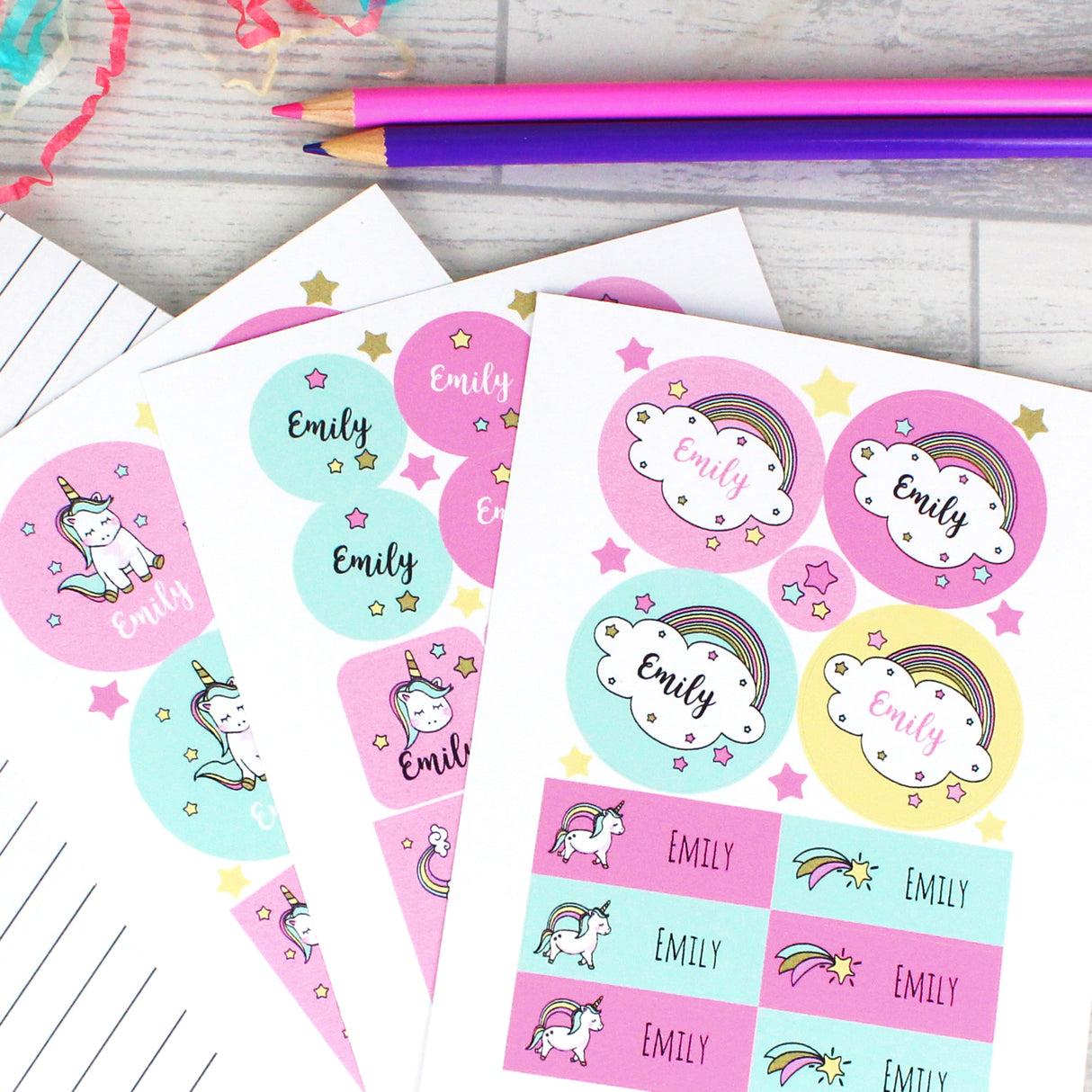 Personalised Baby Unicorn Sticker Set Default Title - Stickers at Gift Moments