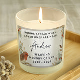 Personalised Robins Appear Memorial Scented Jar Candle - Candles at Gift Moments