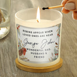 Personalised Robins Appear Memorial Scented Jar Candle - Candles at Gift Moments