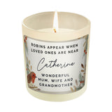 Personalised Robins Appear Memorial Scented Jar Candle - Candles at Gift Moments