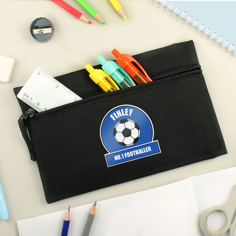 Personalised Dark Blue Football Fan Pencil Case - Pencil Cases & Sets at Gift Moments