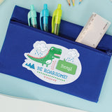 Personalised 'Be Roarsome' Dinosaur Blue Pencil Case - Pencil Cases & Sets at Gift Moments