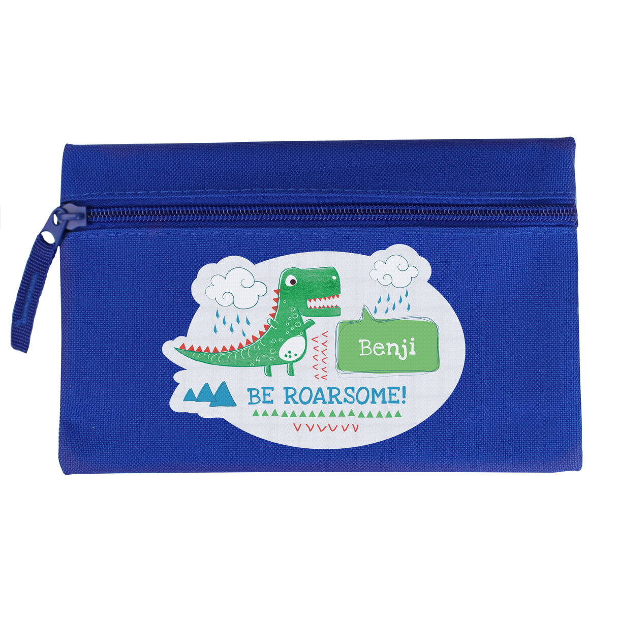 Personalised 'Be Roarsome' Dinosaur Blue Pencil Case - Pencil Cases & Sets at Gift Moments