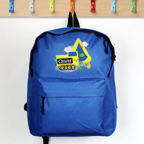 Personalised Digger Blue Backpack - Kids Bags at Gift Moments