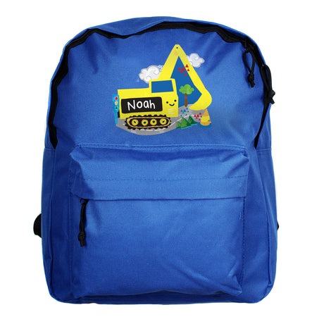 Personalised Digger Blue Backpack - Kids Bags at Gift Moments