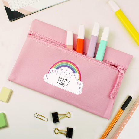 Personalised Rainbow Pink Pencil Case - Pencil Cases & Sets at Gift Moments