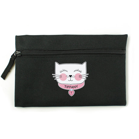 Personalised Cute Cat Black Pencil Case - Pencil Cases & Sets at Gift Moments