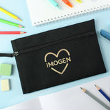 Personalised Gold Heart Pencil Case: 3 - Pencil Cases & Sets By Gift Moments