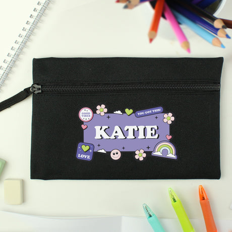 Personalised Good Vibes Black Pencil Case - Pencil Cases & Sets at Gift Moments