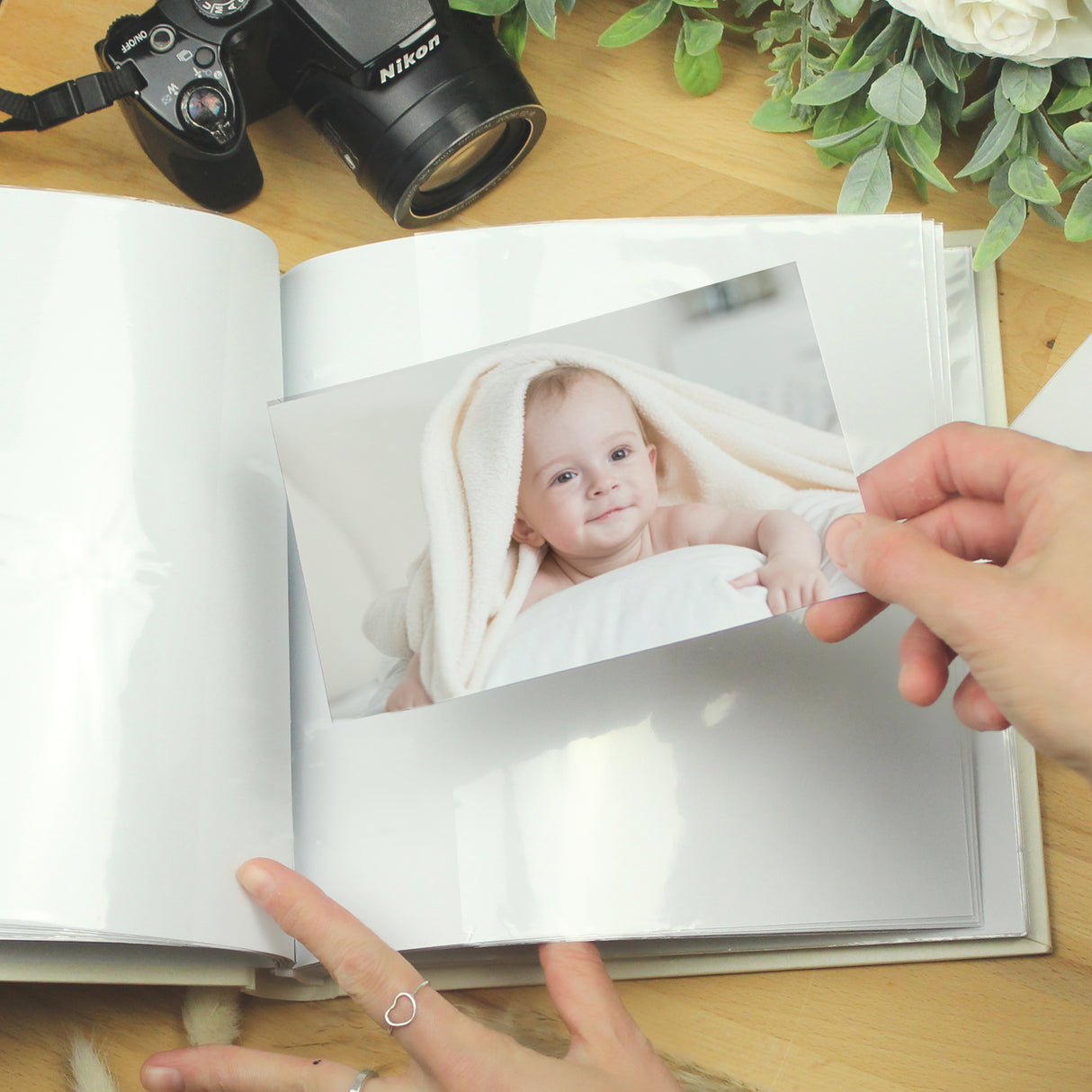 Personalised New Baby Moon & Stars Square Photo Album - Photo Albums at Gift Moments