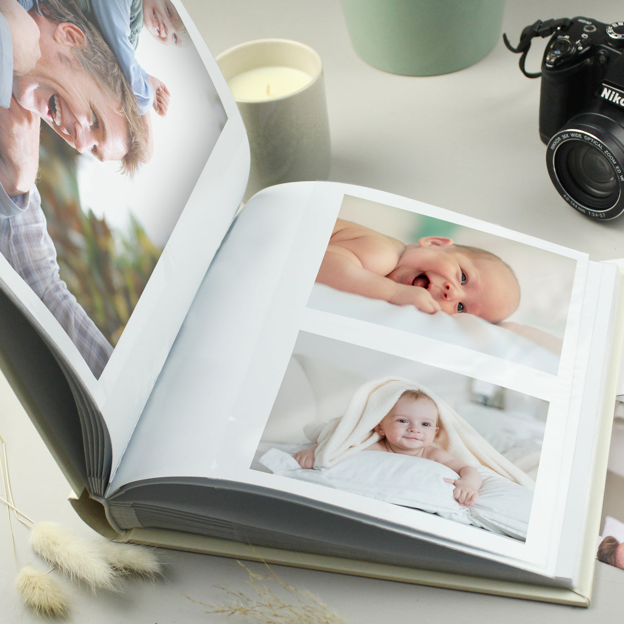 Personalised New Baby Moon & Stars Square Photo Album - Photo Albums at Gift Moments