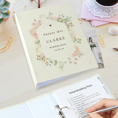 Personalised Floral Watercolour Wedding Planner - Calendars & Planners at Gift Moments