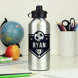 Personalised Football Silver Drinks Bottle Default Title - Kids Bottles at Gift Moments