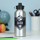 Personalised Football Silver Drinks Bottle - Kids Bottles at Gift Moments