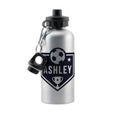 Personalised Football Silver Drinks Bottle - Kids Bottles at Gift Moments