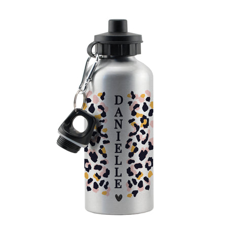 Personalised Leopard Print Silver Drinks Bottle - Kids Bottles at Gift Moments