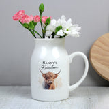 Personalised Highland Cow Flower Jug Vase - Vases & Plant Pots at Gift Moments