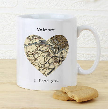 Personalised 1896 - 1904 Revised New Map Heart Mug - Mugs at Gift Moments