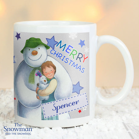 Personalised The Snowman and the Snowdog Blue Mug - Mugs at Gift Moments