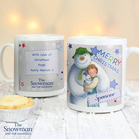 Personalised The Snowman and the Snowdog Blue Mug - Mugs at Gift Moments