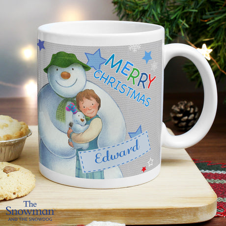 Personalised The Snowman and the Snowdog Blue Mug - Mugs at Gift Moments