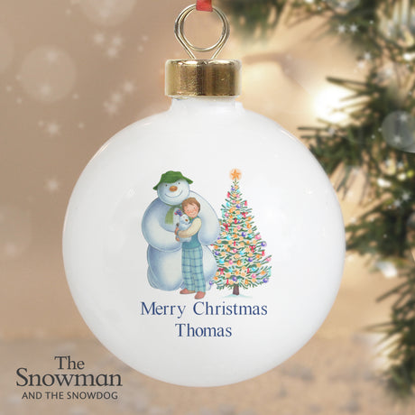 Personalised The Snowman and the Snowdog Friends Bauble - Christmas Baubles at Gift Moments