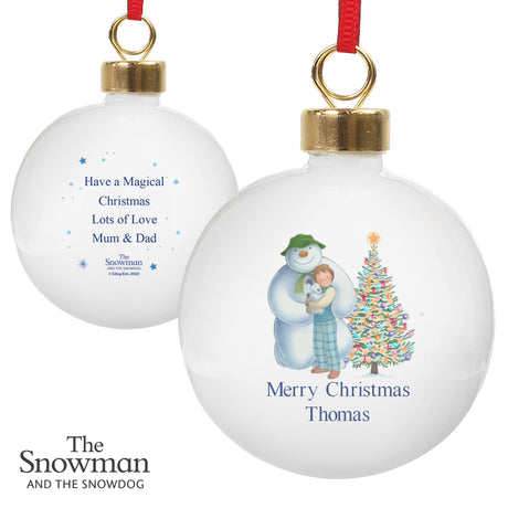 Personalised The Snowman and the Snowdog Friends Bauble - Christmas Baubles at Gift Moments