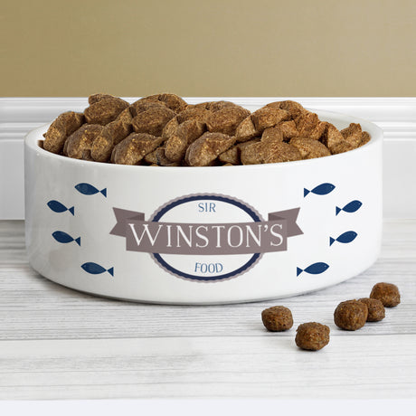 Personalised Blue Fish Ceramic Pet Bowl - Pet Products at Gift Moments