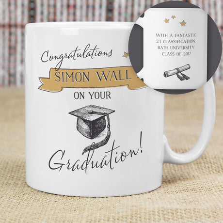 Personalised Gold Star Graduation Mug - Mugs at Gift Moments