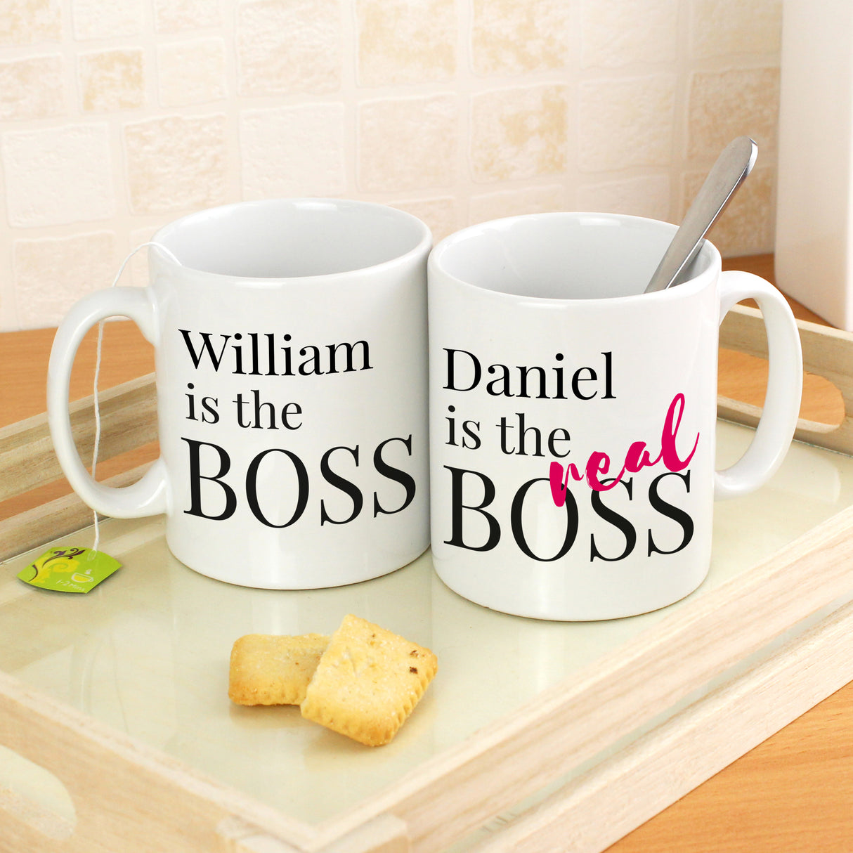 Personalised The Real Boss Mug Set: 4 - Mugs By Gift Moments