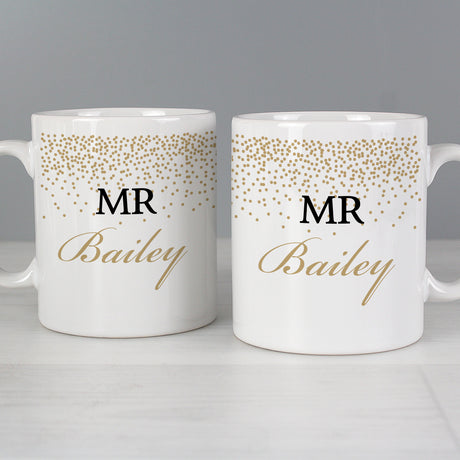 Personalised Gold Confetti Mug Set - Mugs at Gift Moments