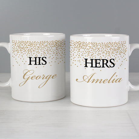 Personalised Gold Confetti Mug Set - Mugs at Gift Moments