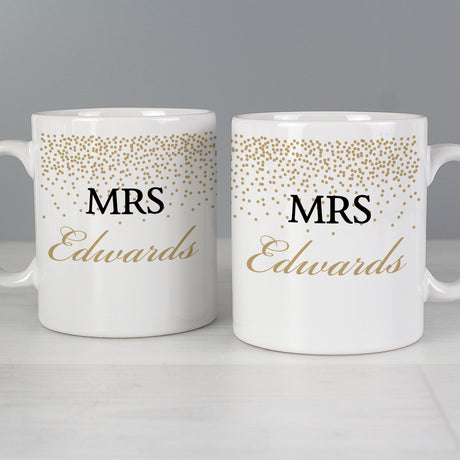 Personalised Gold Confetti Mug Set - Mugs at Gift Moments