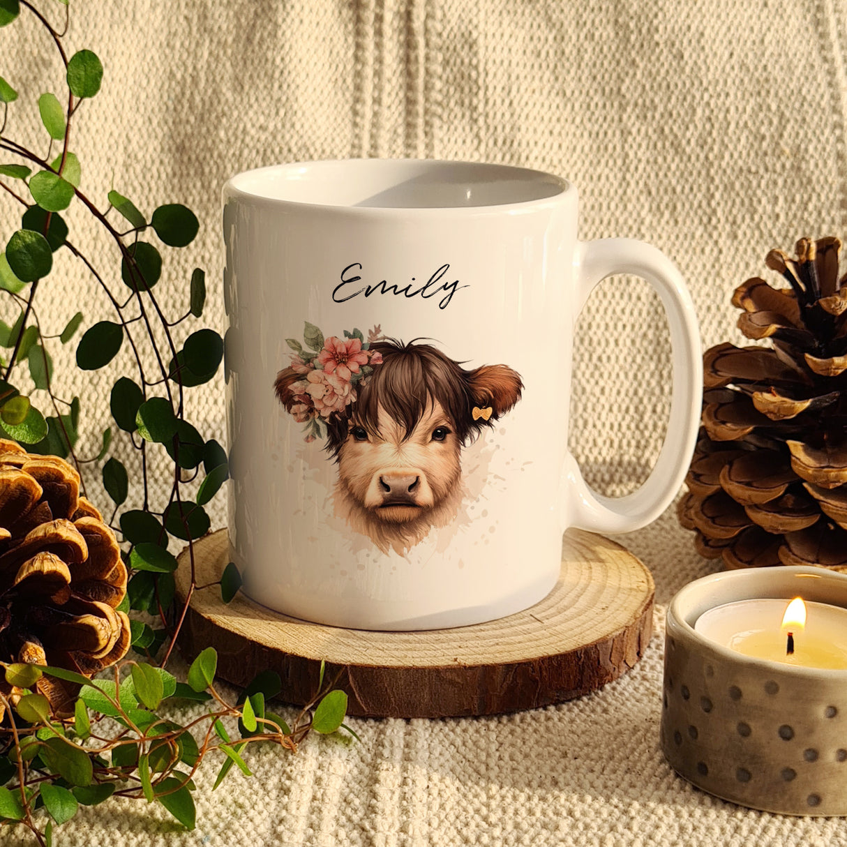 Personalised Highland Cow Mug - Girl - Mugs at Gift Moments