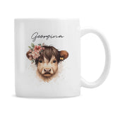 Personalised Highland Cow Mug - Girl - Mugs at Gift Moments