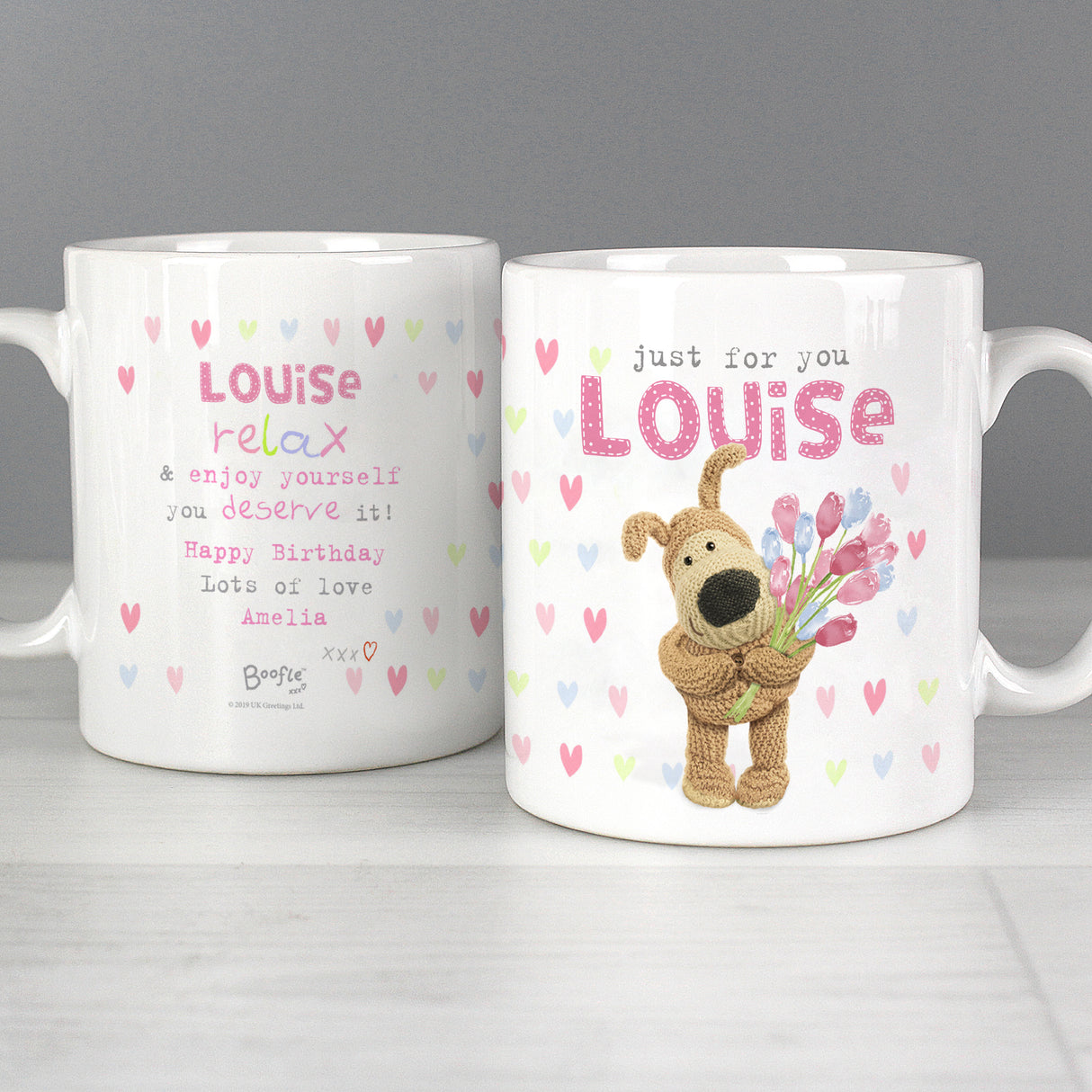 Personalised Boofle Birthday Flowers Mug - Mugs at Gift Moments