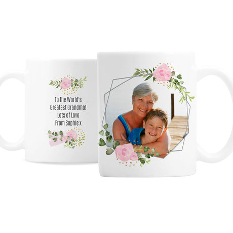 Personalised Floral Abstract Photo Upload Mug - Mugs at Gift Moments