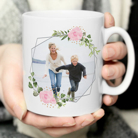 Personalised Floral Abstract Photo Upload Mug - Mugs at Gift Moments