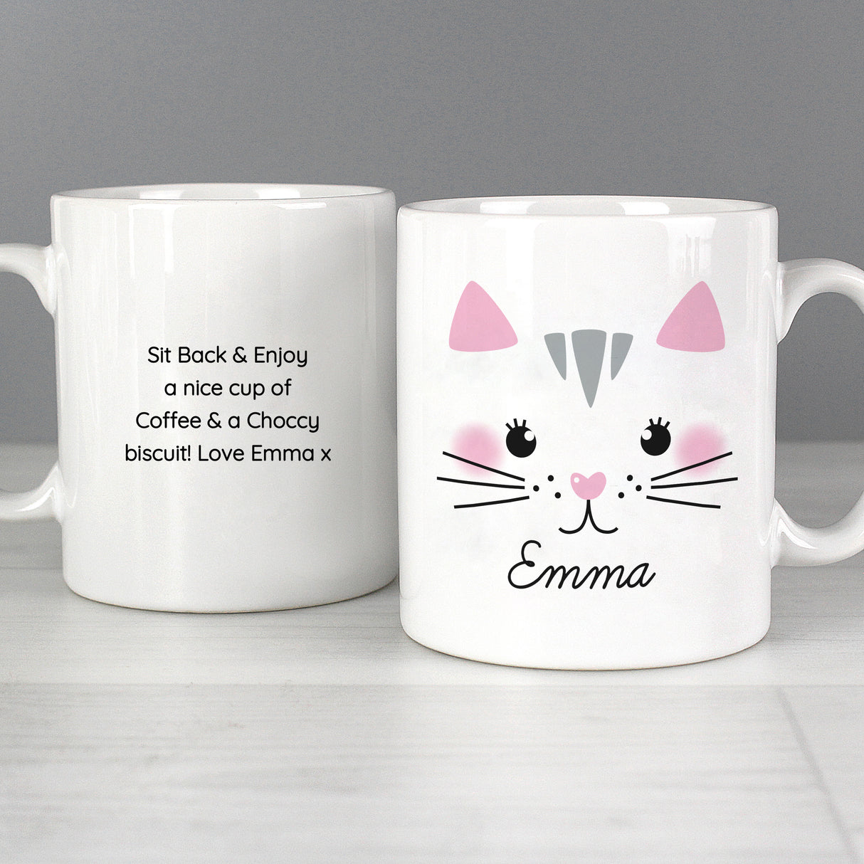 Personalised Cute Cat Face Mug - Mugs at Gift Moments