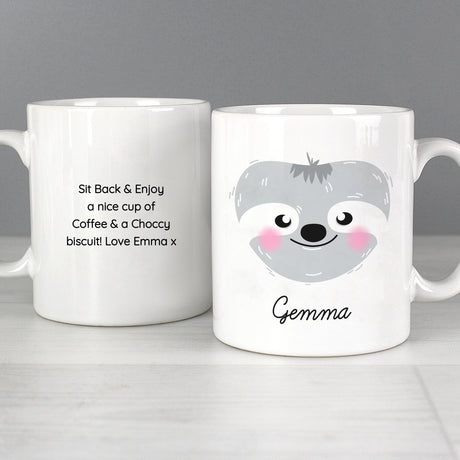 Personalised Cute Sloth Face Mug - Mugs at Gift Moments