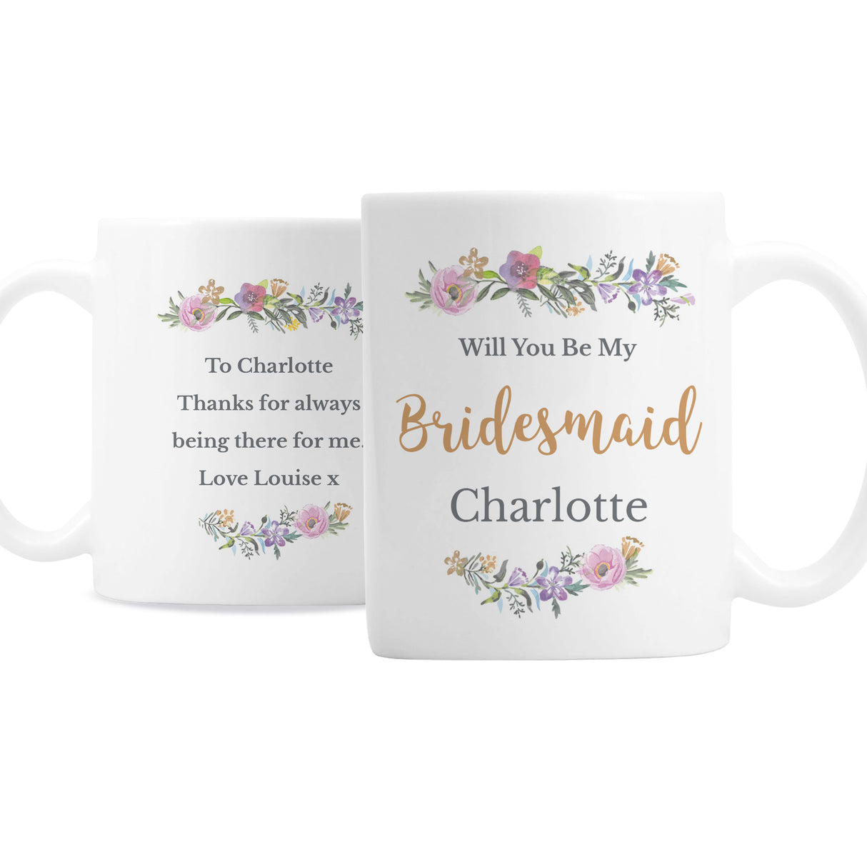 Personalised Floral Message Mug - Mugs at Gift Moments