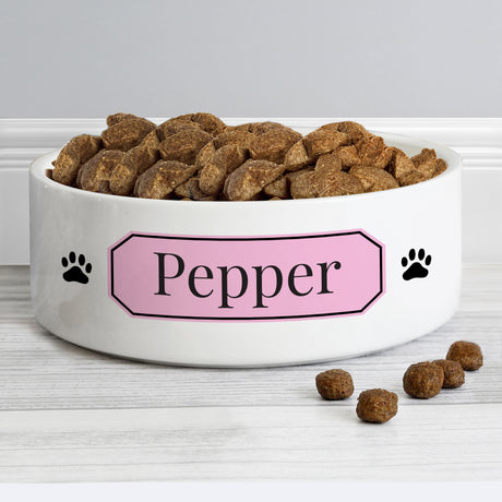 Personalised Pink Plaque 14cm Medium Pet Bowl - Pet Products at Gift Moments