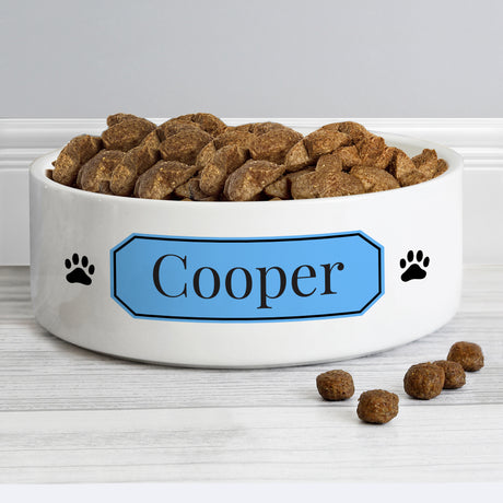 Personalised Blue Plaque Medium Pet Bowl - 14cm - Pet Products at Gift Moments