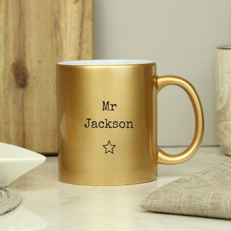 Personalised Free Text Gold Mug - Mugs at Gift Moments