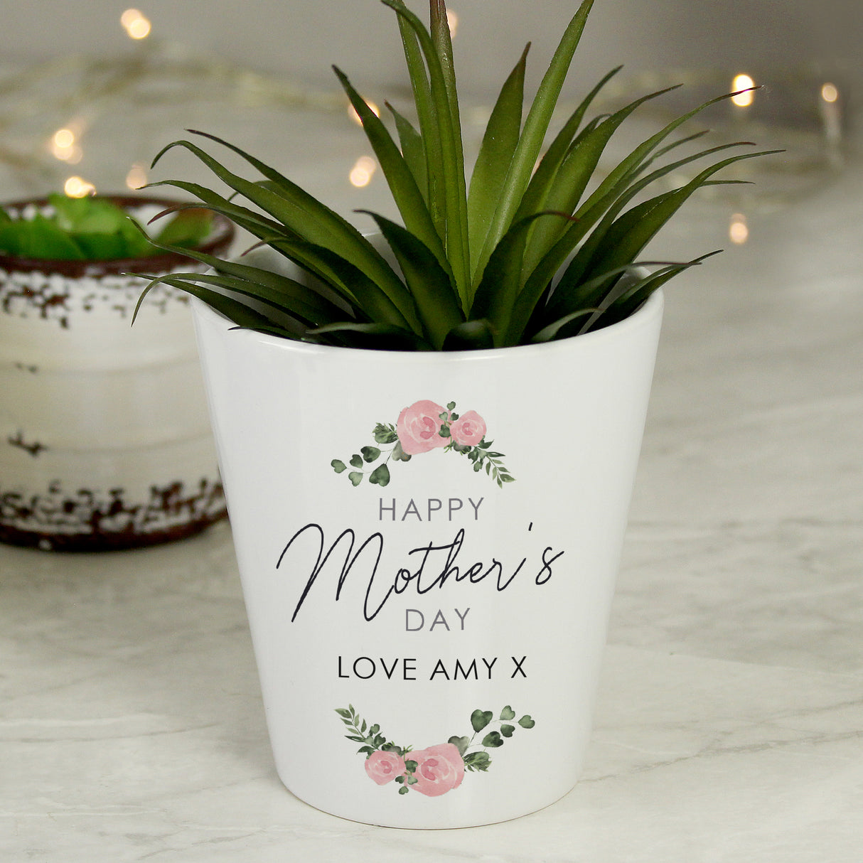 Personalised Abstract Rose Happy Mother's Day Plant Pot - Pots & Planters at Gift Moments