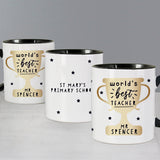 Personalised World's Best Teacher Trophy Black Handled Mug - Mugs at Gift Moments