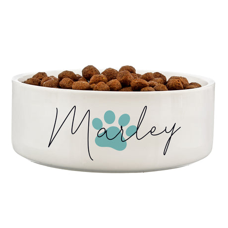 Personalised Blue Paw Print Name Medium Pet Bowl - Pet Products at Gift Moments